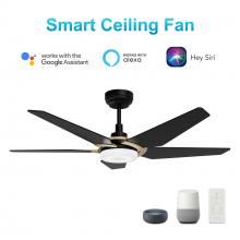 Carro USA VS525B-L22-B2-1G - Woodrow 52-inch Smart Ceiling Fan with Remote, Light Kit Included, Works with Google Assistant, Amaz