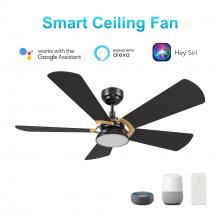 Carro USA VS525B6-L12-B2-1G - Savili 52&#39;&#39; Smart Ceiling Fan with Remote, Light Kit Included?Works with Google Assistant an