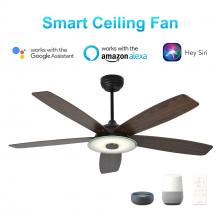Carro USA VS525H-L13-B5-1 - Journey 52-inch Indoor/Outdoor Smart Ceiling Fan, Dimmable LED Light Kit & Remote Control, Works wit