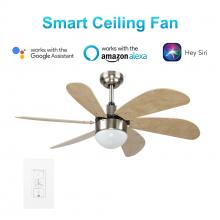 Carro USA VWGS-386E-L11-SE-1 - Metanoia 38-inch Indoor Smart Ceiling Fan with Light Kit & Wall Control, Works with Google Assistant