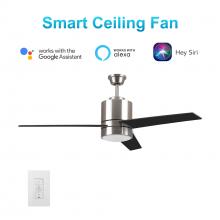 Carro USA VWGS-523A-L11-SM-1 - Raiden 52-inch Indoor Smart Ceiling Fan with LED Light Kit and Wall Control, Works with Google Assis