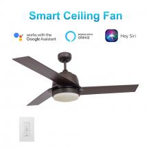  VWGS-523A1-L12-B5-1 - Aeryn 52-inch Smart Ceiling Fan with wall control, Light Kit Included, Works with Google Assistant,