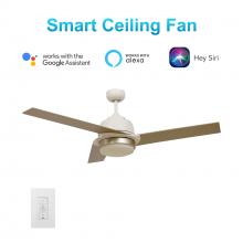 Carro USA VWGS-523A1-L12-WL-1 - Aeryn 52-inch Smart Ceiling Fan with wall control, Light Kit Included, Works with Google Assistant,