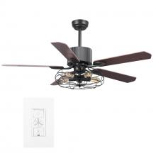 Carro USA WGS-525D-L12-B5-1 - Heritage 52-inch Indoor Smart Ceiling Fan with Light Kit & Wall Control, Works with A