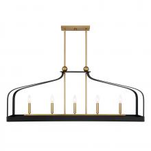  1-7804-5-143 - Sheffield 5-Light Linear Chandelier in Matte Black with Warm Brass Accents