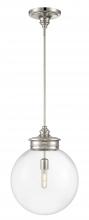  4801-PN-CL - Emma 1-Light Glass Pendant - Polished Nickel