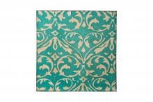  425A50 - Teal Damask Trefoil Wall Art - Distressed Teal/Ivory