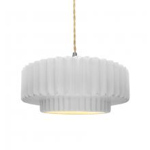  CER-6553-WTWT-NCKL-BEIG-TWST-LED1-700 - Medium Tier Pleated LED Pendant