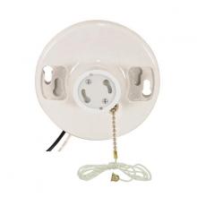  90/2582 - Pull Chain White Porcelain GU24 On-Off Pull Chain Ceiling Receptacle; 6" AWM B/W Lead;