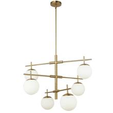 Dainolite CAE-306C-AGB - 6LT Halogen Chandelier, AGB with WH Opal Glass