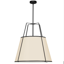 Dainolite TRA-3P-BK-CRM - 3 Light Trapezoid Pendant Black/Cream Drum Shade w/ White Fabric Diffuser