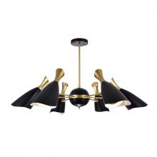  1016P43-6-129 - Rolin 12 Light Down Chandelier With Matte Black & Satin Gold Finish