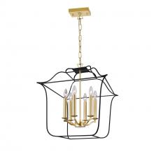  1223P20-6-602 - Tudor 6 Light Chandelier With Satin Gold & Black Finish