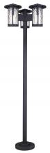 Canarm IOL568BK - LEON 3-Light Post Outdoor, Black Sand, Watermark Glass, 25.125&#34; W x 84&#34; H, Bulbs Included