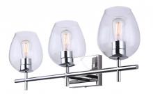  IVL1019A03CH - Cain 25 in. 3 Light Chrome Vanity with Clear Glass Shade