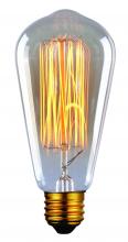  B-ST64-17LG - Bulb, Edison Bulbs, 60W E26 -G-, Light Golden Glass, ST64 Cone Shape, Dimmable, 2500 hours