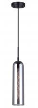  IPL740B01BK - Eloise 60-Watt 1 Light Matte Black Industrial Pendant with Smoked Glass Shade