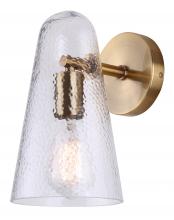  IWF1144A01GD - LUISA 5.88 in. 1 Light Gold Sconce with Clear Hammered Glass Shade