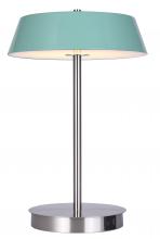  LTL263A14GRN - Jessa 14 in. Integrated LED Brushed Nickel Table Lamp with Teal Metal Shade, On/Off Touch, and USB C