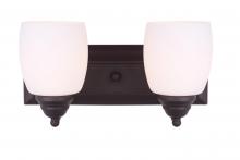  IVL259A02ORB - Griffin, 2 Light Vanity, Flat Opal Glass, 100 W Type A, 14" W x 7 1/4" H x 7 1/4" D