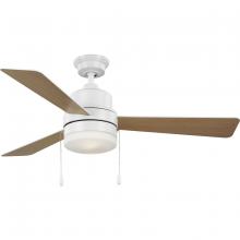 Progress P250076-028-WB - Trevina V 52" 3-Blade Indoor Satin White Modern Ceiling Fan with Light Kit and White Opal Shade