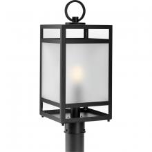 Progress P540105-31M - Parrish Collection One-Light Matte Black Clear and Etched Glass Modern Craftsman Outdoor Post Light