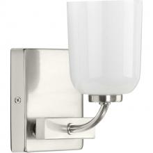 Progress P300280-009 - Moore Collection One-Light Brushed Nickel White Opal Glass Luxe Bath Vanity Light