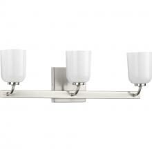 Progress P300282-009 - Moore Collection Three-Light Brushed Nickel White Opal Glass Luxe Bath Vanity Light