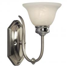 Galaxy Lighting 213301BN/CH - Single Wall Bracket - Brushed Nickel / Chrome with Marbled Glass