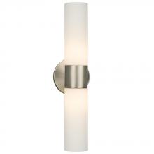 Galaxy Lighting 244023BN/WH - 2-Light Wall Sconce - Brushed Nickel with White Straight Glass