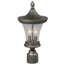  300138AS - Outdoor Cast Aluminum Post Lantern - Antique Silver w/ Clear Seeded Glass