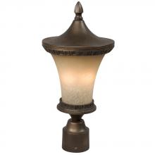  300148FC - Outdoor Cast Aluminum Post Lantern - Flemish Copper w/ Tea Stain Glass