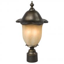  300169ABZ - Outdoor Cast Aluminum Post Lantern - Antique Bronze w/ Tea Stain Glass