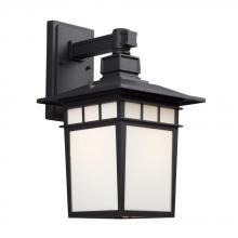  321970BK - Outdoor Wall Mount Lantern - in Black finish with White Art Glass