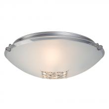  614403CH-213EB - 2-Light Flush Mount - Polished Chrome with Satin White Glass Shade and Crystal Accents