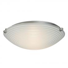  ES615293CH - Flush Mount Ceiling Light- in Polished Chrome finish with Striped Patterned Satin White Glass