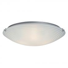  L615295CH016A1 - LED Flush Mount Ceiling Light- in Polished Chrome finish with Striped Patterned Satin White Glass