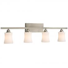 Galaxy Lighting 710154BN - Four Light Vanity - Brushed Nickel with White Glass