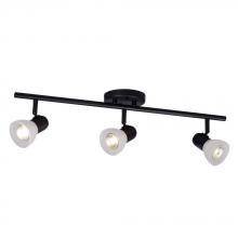  753913BK/FR - Three Light Halogen Track Light - Black w/ Frosted Glass