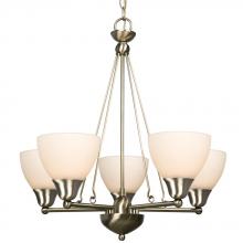 Galaxy Lighting 800503BN - Five Light Chandelier - Brushed Nickel w/ Frosted White Glass