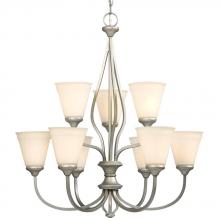 Galaxy Lighting 810276PT - Nine Light Chandelier - Pewter with Satin White Glass