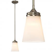 Galaxy Lighting 910754BN - Mini Pendant w/6&#34;,12&#34;,18&#34; Extension Rods - Brushed Nickel with White Glass