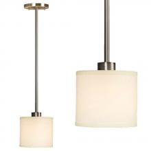 Galaxy Lighting 913044BN - Mini-Pendant w/6",12",18" Extension Rods - Brushed Nickel with Off-White Linen Shade