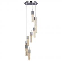 Galaxy Lighting L914706CH - LED Multi-Light Pendant(9x5W,Dimmable)-Polished Chrome& Clear Crystal Bubble Glass w/ Linear Details