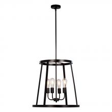 Galaxy Lighting 926745BK - 4L Pendant BK with 6&#34;,12&#34; & 18&#34; Ext. Rods and Swivel