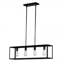 Galaxy Lighting 926755BK - 4L Linear Pendant BK with 6&#34;,12&#34; & 18&#34; Ext. Rods and Swivel