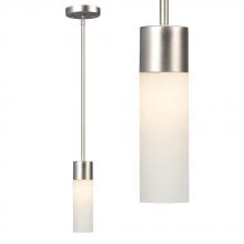 Galaxy Lighting 944024BN/WH - Mini Pendant w/6&#34;,12&#34;,18&#34; Extension Rods - Brushed Nickel with White Straight Glass