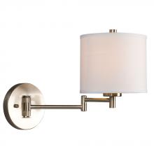 Galaxy Lighting ES213041BN - Wall Sconce with Swing Arm - in Brushed Nickel finish with Off-White Linen Shade