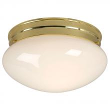  ES810210PB - Utility Flush Mount Ceiling Light - in Polished Brass finish with White Glass