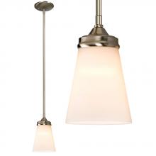 Galaxy Lighting ES910754BN - Mini Pendant - in Brushed Nickel finish with White Glass, includes 6&#34;, 12&#34; & 18&#34; Extensi